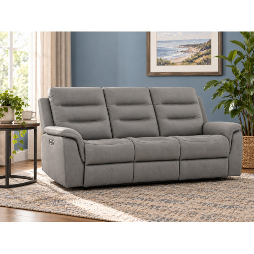 Boone Leather Reclining Sofa Grey Boone Leather Reclining Sofa Grey